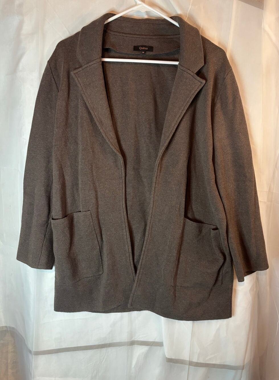 Quince Organic Cotton Brown Knit Blazer Cardigan Jacket Size Medium